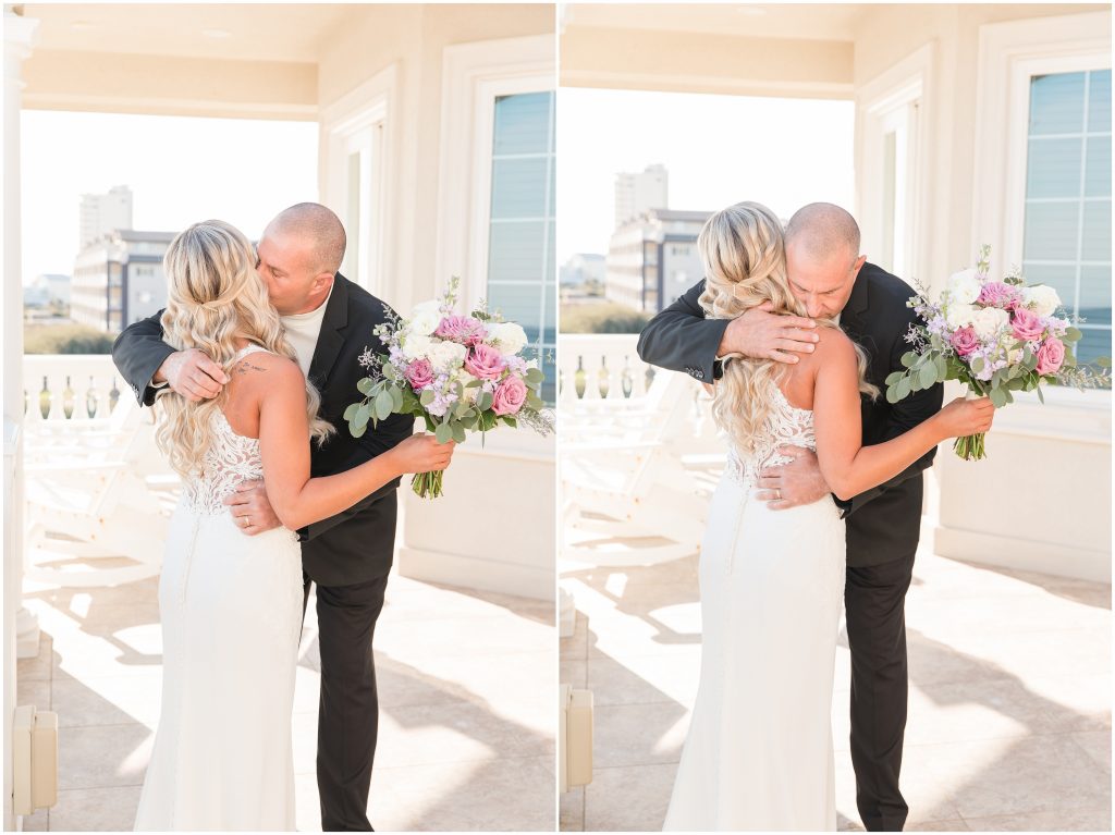 first look with father at Ocean Isle Beach Weddings