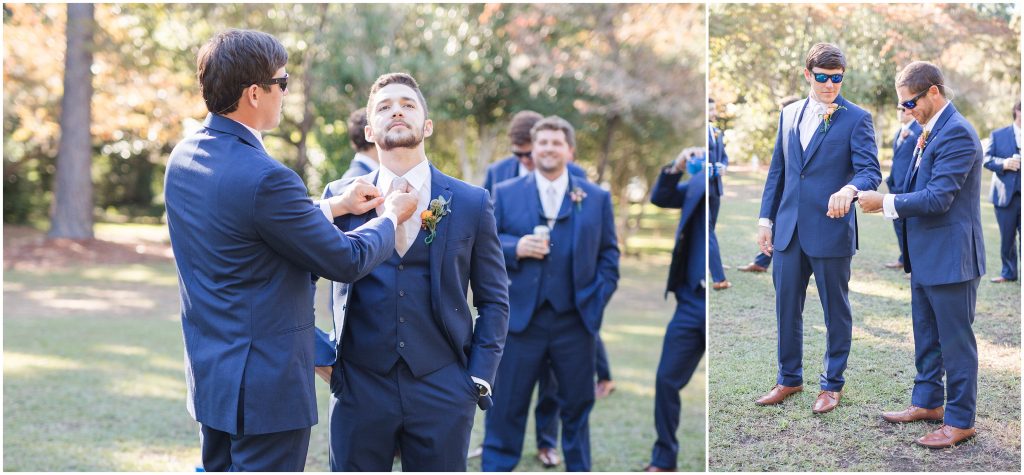 groomsmen in navy blue Wedding at Sunnyside Plantation
