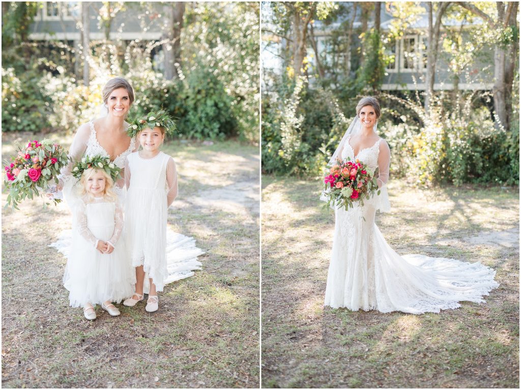stunning bride with flower girls at Sunnyside Plantation