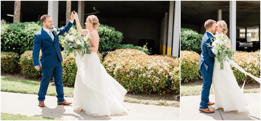 first look twirl Spring Wedding Conway 