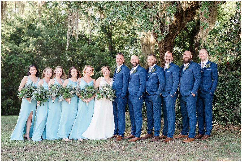 Navy Blue Groomsmen and Baby blue bridal party Reserve Harbor Yacht Club Weddings