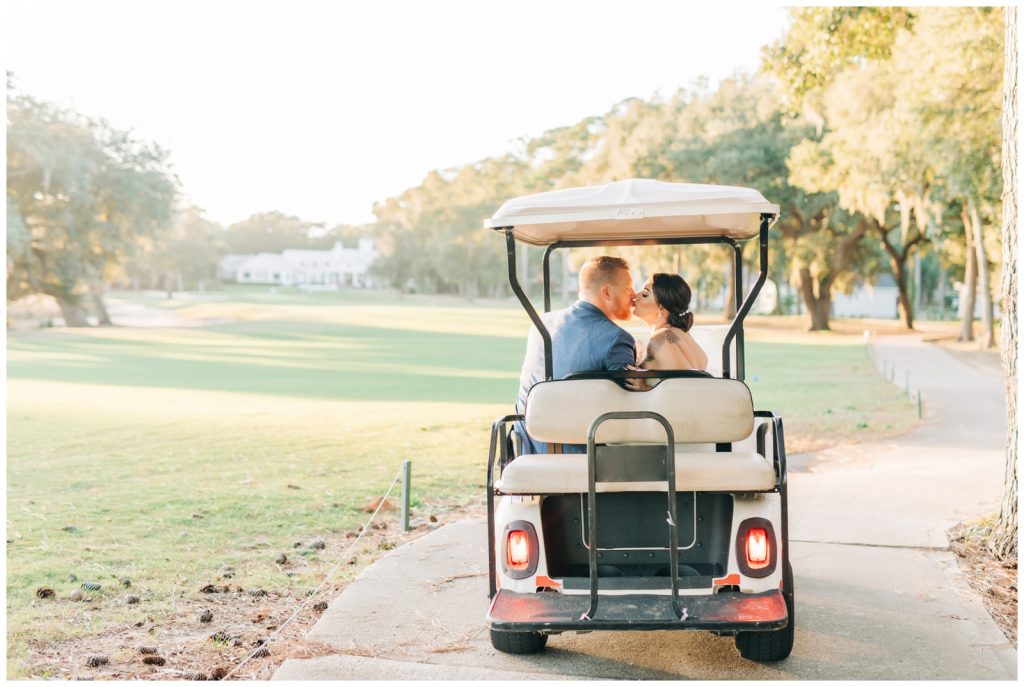 Golf Cart Ride at Pawleys Plantation South Carolina kiss. 