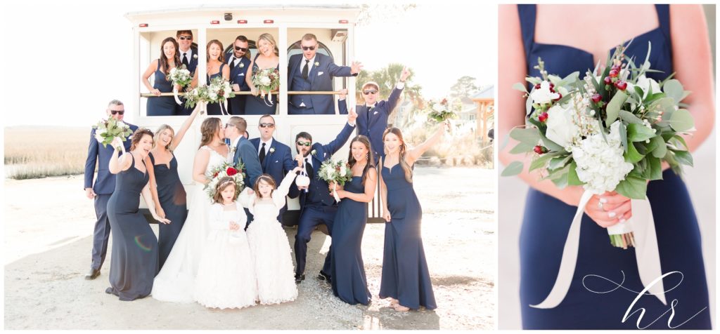 Fun bridal party photo ideas with trolly 