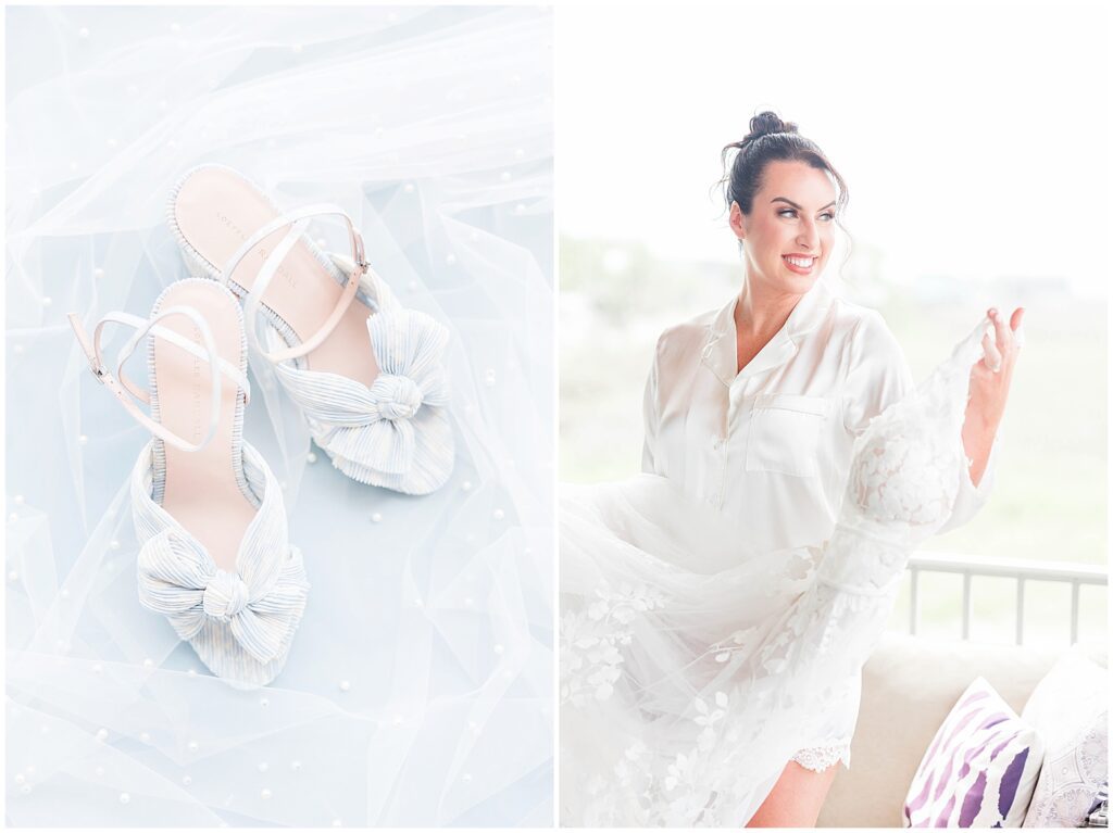 Bride with blue shoes