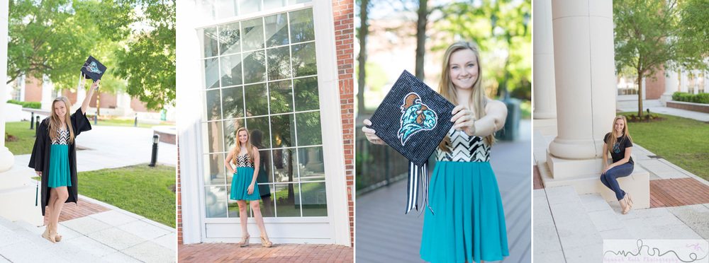 teal nation graduation photos with cap and gown