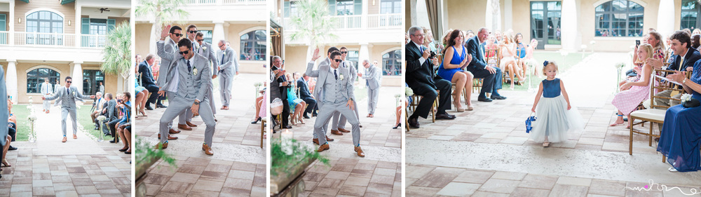 Fun dance up the aisle for groom
