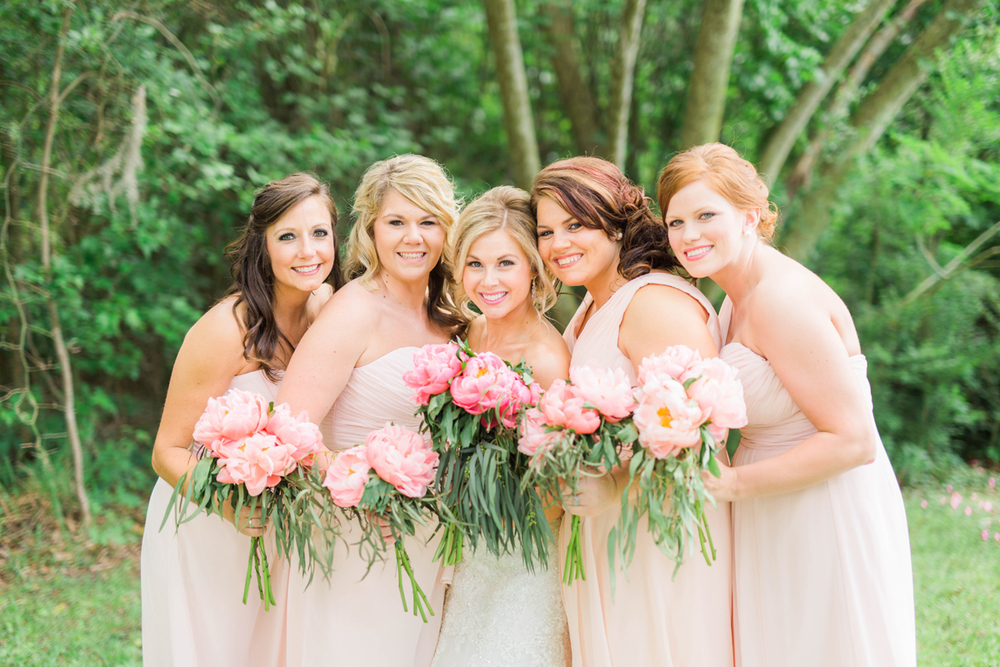 Bridal Party with Blush and pink Flowers