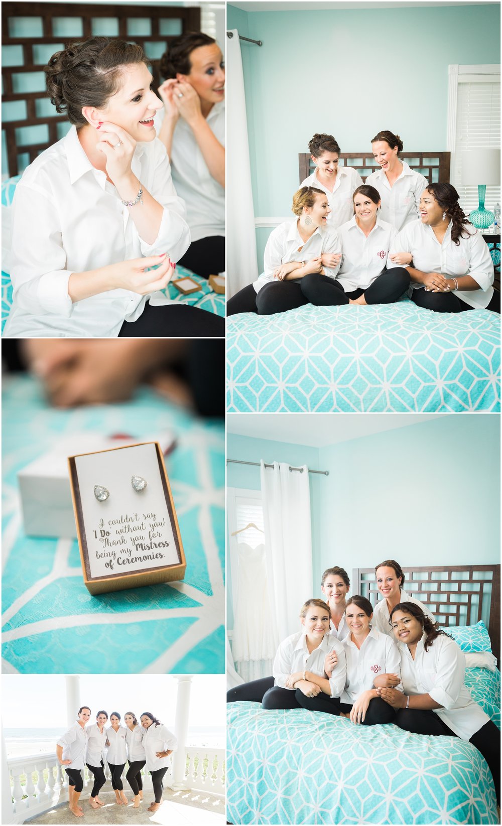 Teal Bed for bridal party photos