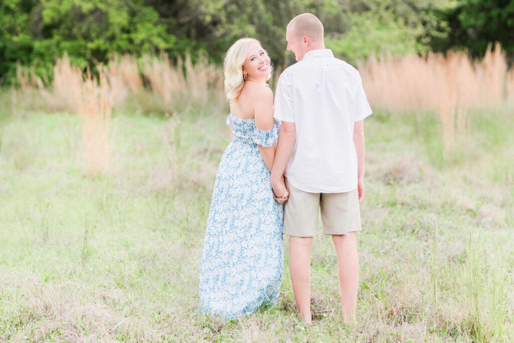 Engagement Photos in the Grass- Perfect Myrtle Beach Engagement 
