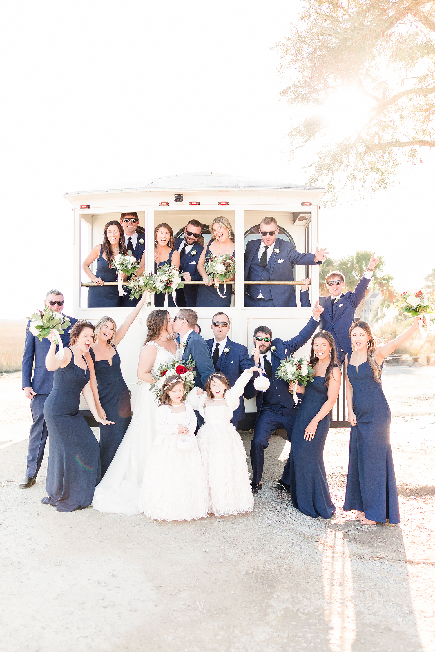 Bridal party with trolly