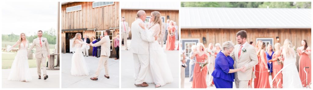 Married couples first dance on wedding day. Wedding photographer captured mother and son first dance.