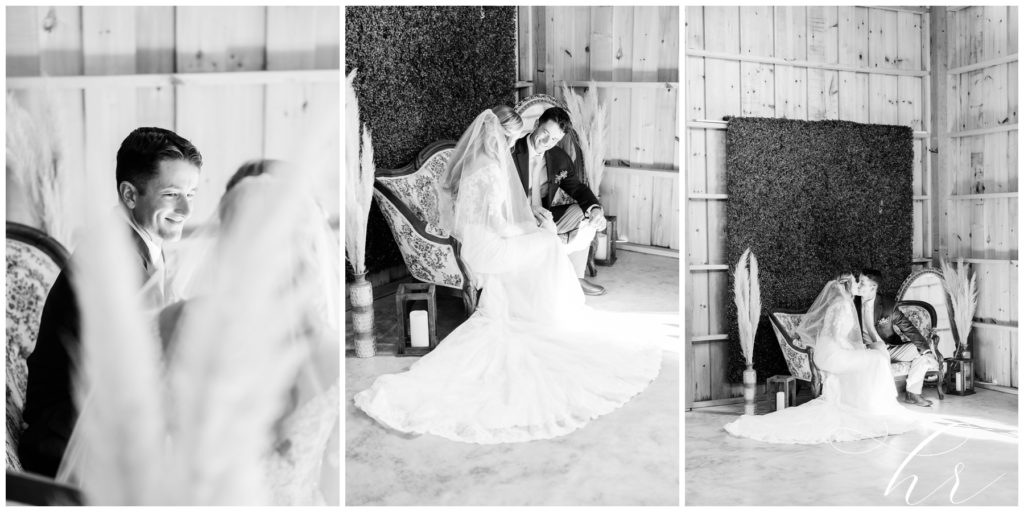 The blessed barn, Aynor, SC. Groom and Bride exchanging letters before their ceremony on their wedding day. 