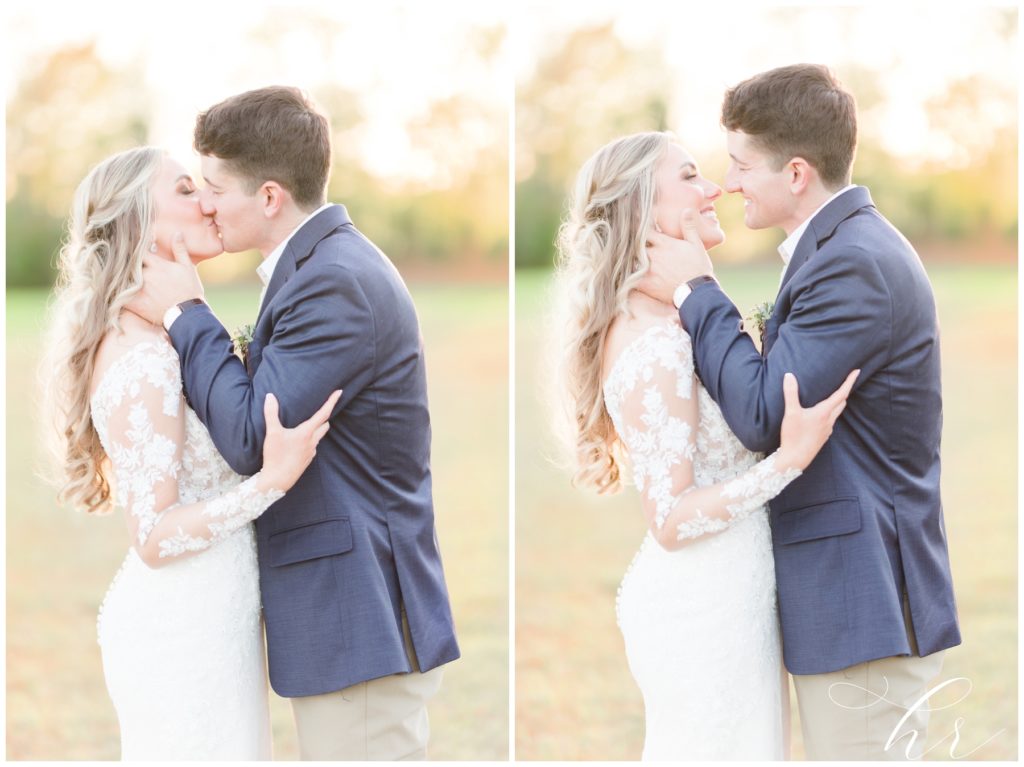 Bride and groom during golden hour at the blessed barn in Aynor, SC.