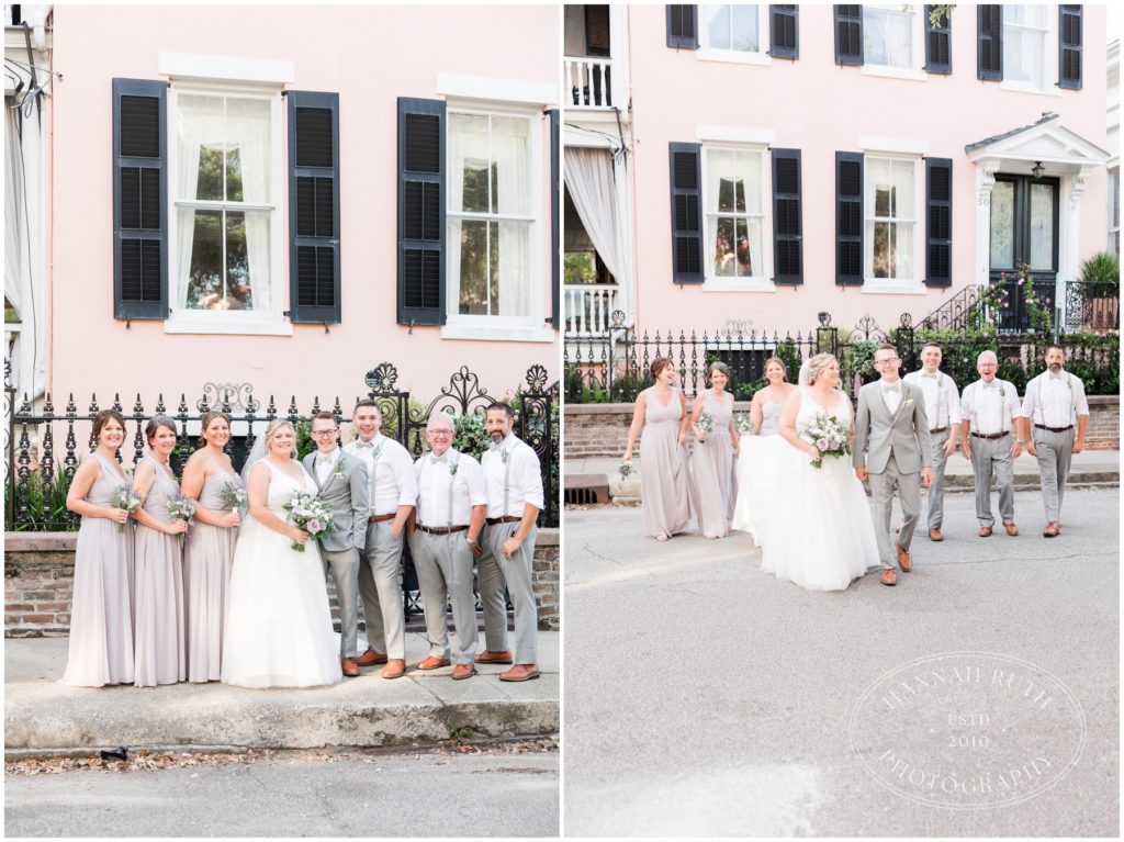 Bridal Party on wedding day in downtown Charleston
