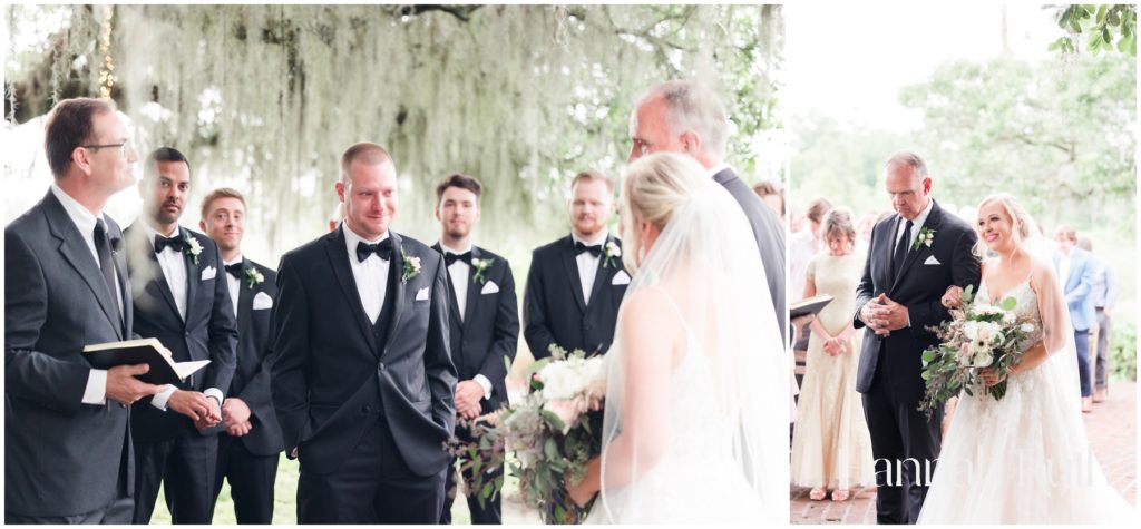Groom crying when he sees the beautiful bride