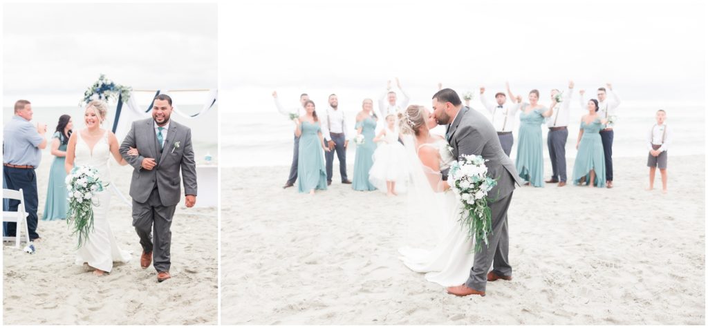 Bride and Groom kissing on the beach in North Myrtle Beach