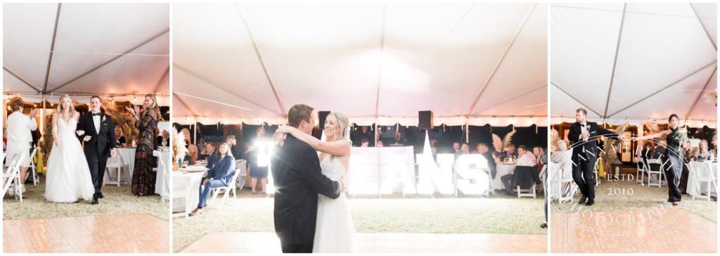 Dancing under a tent on wedding day - Georgetown, South Carolina 