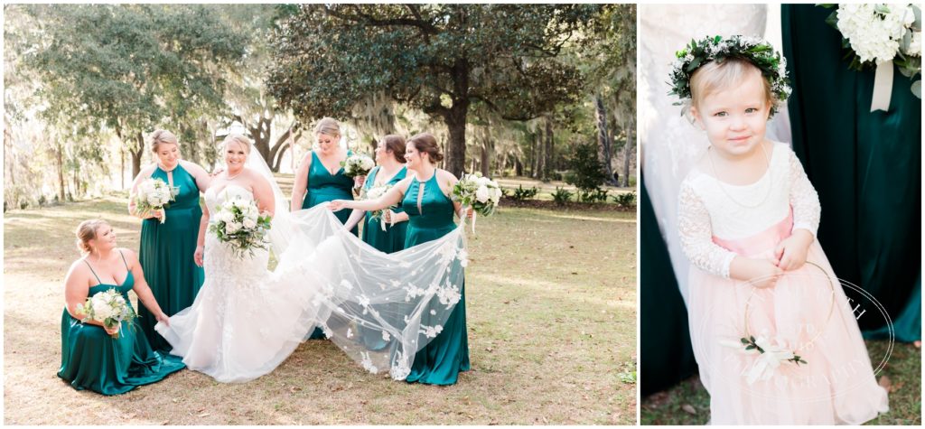 Bridal Party photos -  Live Oak Trees and Spanish Moss - Hopsewee Plantation Wedding