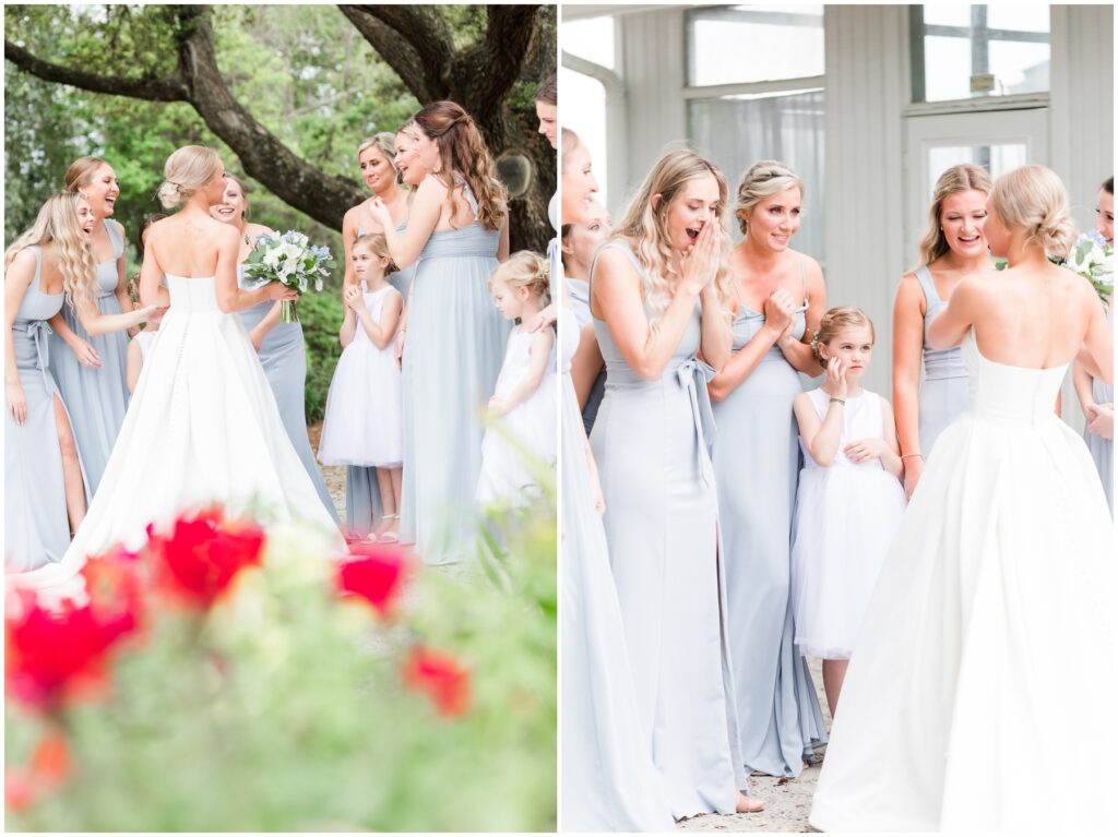First Look with Bridal Party on wedding day 