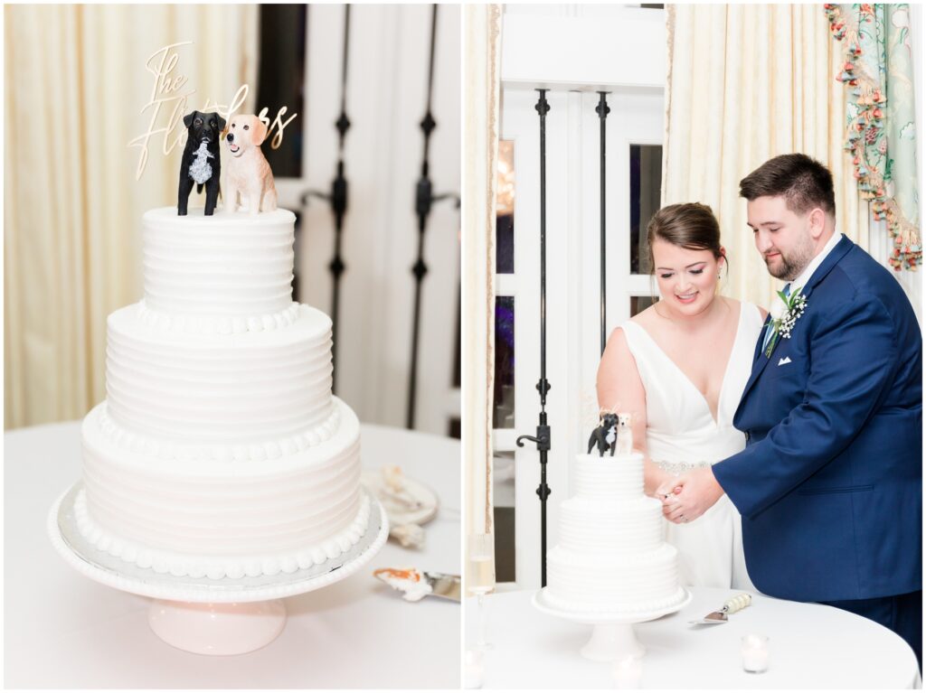 Southern wedding at Pine Lakes Country Club - Wedding cake with dogs 