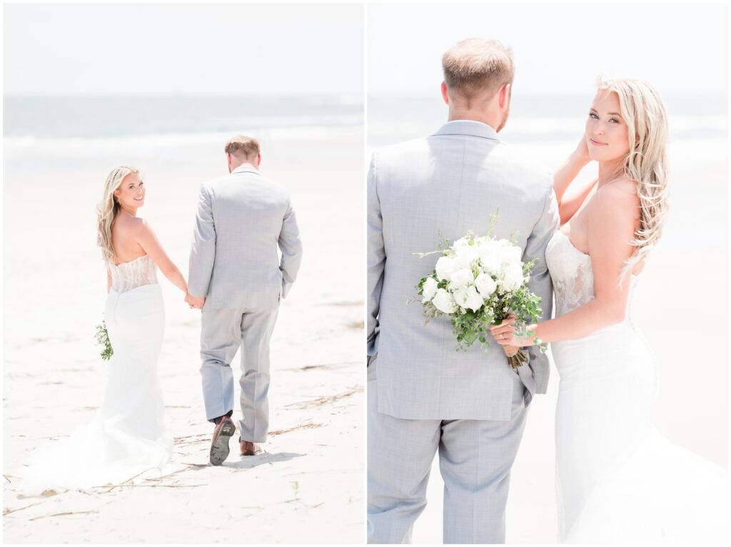 Bride and Groom on beach - The isles restaurant & tiki bar wedding - HannaH Ruth Photography 