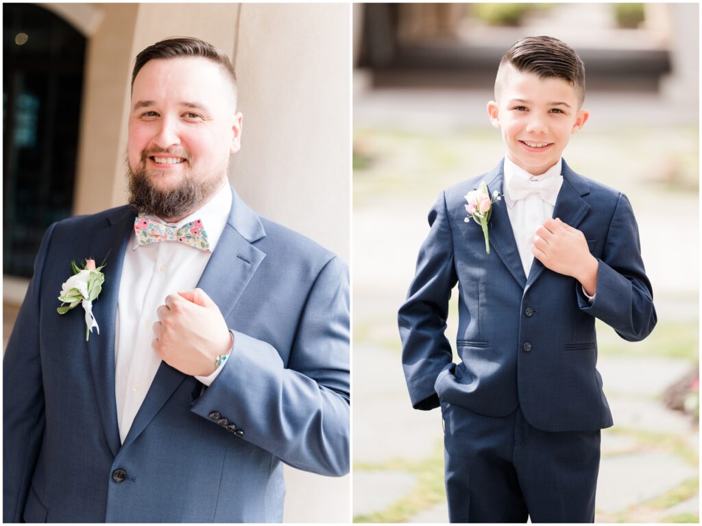groom and his son on wedding day 