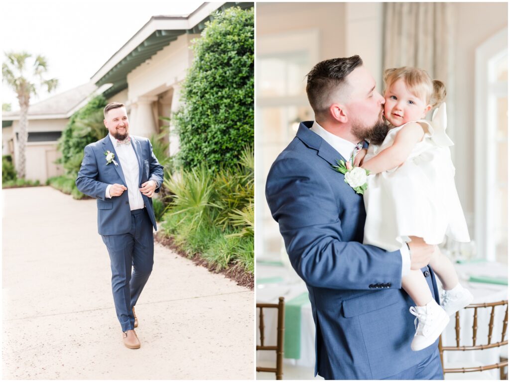 groom with his cute daughter on wedding day 