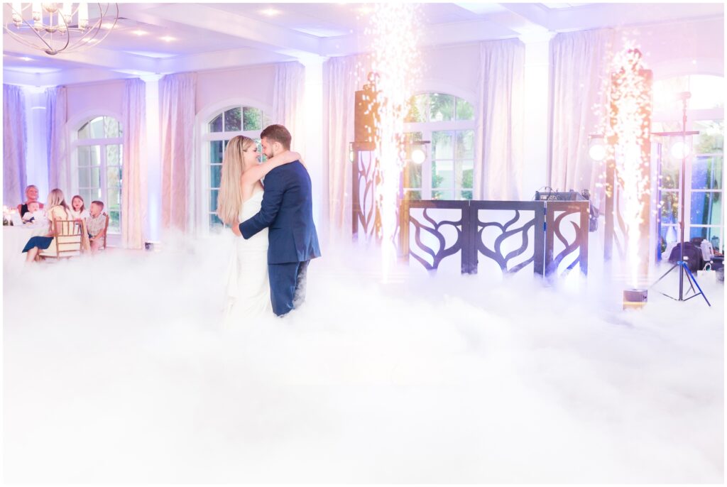 Dancing for the first dance on the cloud with sparks at 21 Main Events Ballroom 