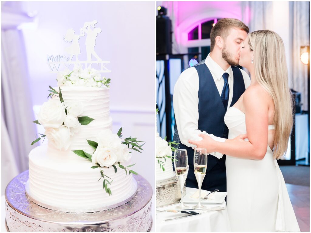 Cake and kisses on wedding day 