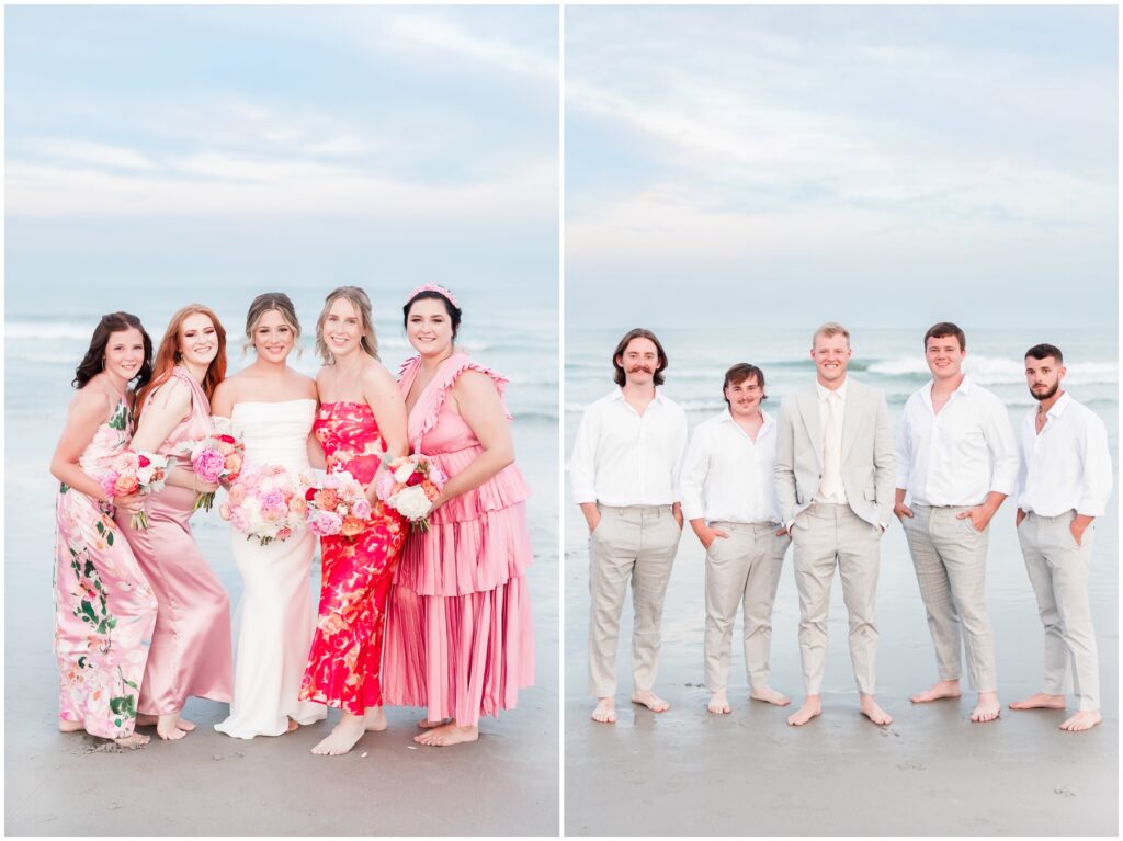 Bridal Party on the beach - Pink color palette 
