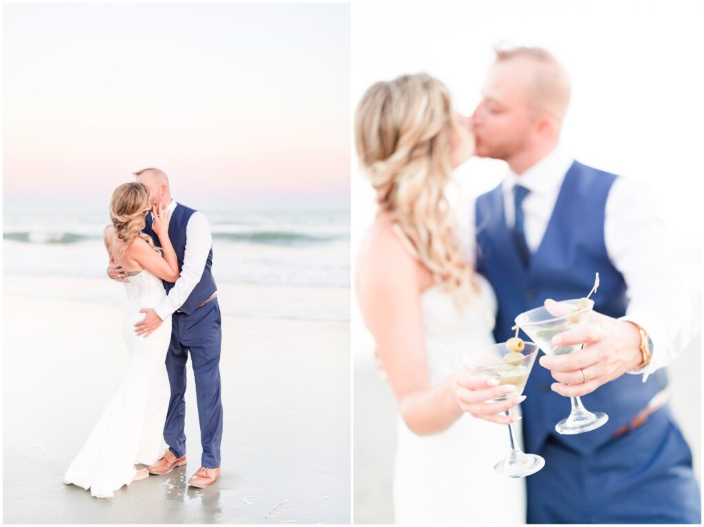 Sunset photos in Ocean Isle Beach, North Carolina - Wedding Day - Martini with Olives 