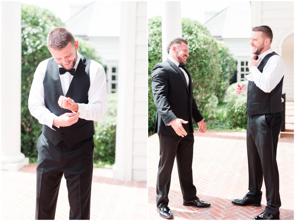 Pine Lakes Country Club weddings - guy getting ready at venue