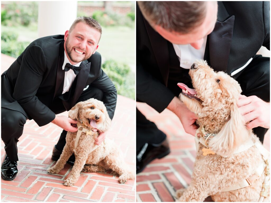first look with dog - Pine Lakes Country Club weddings
