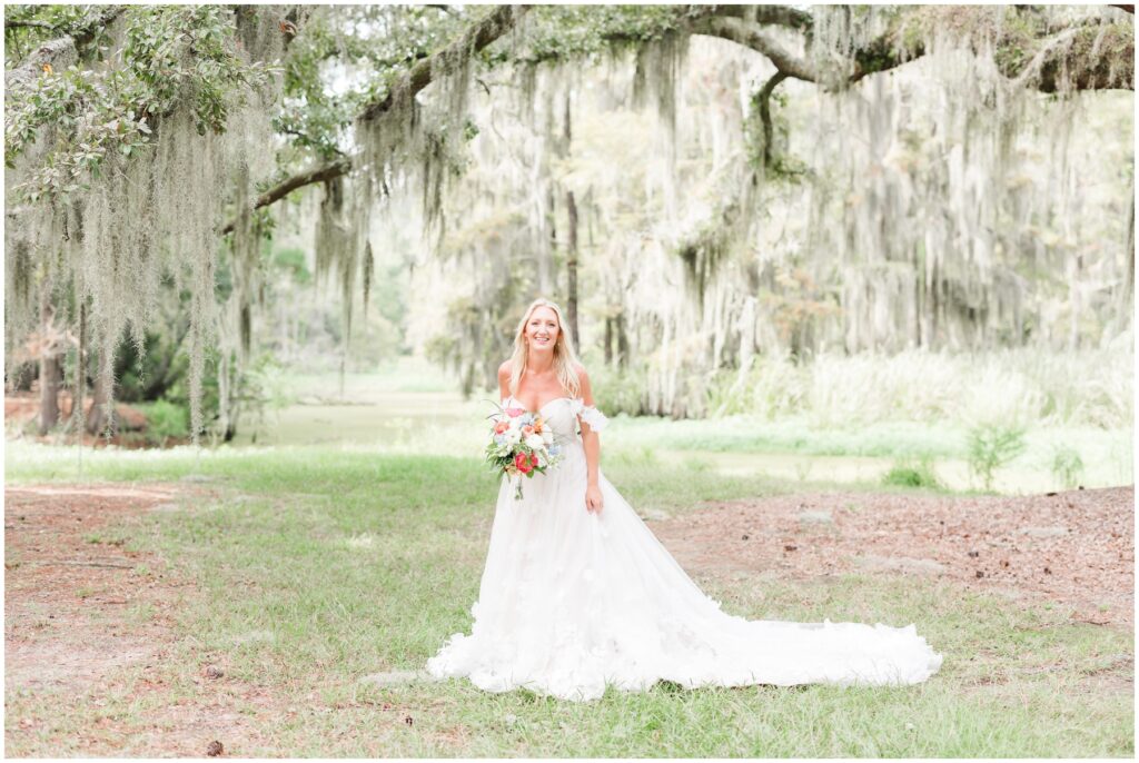 Dancing in the Moss trees, live oaks on wedding day at the Venue of Springfield Estates - Georgetown SC