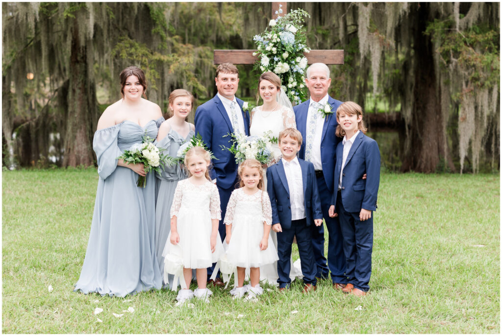Bridal Party in Navy and light blue clothing - Weddings in the South 