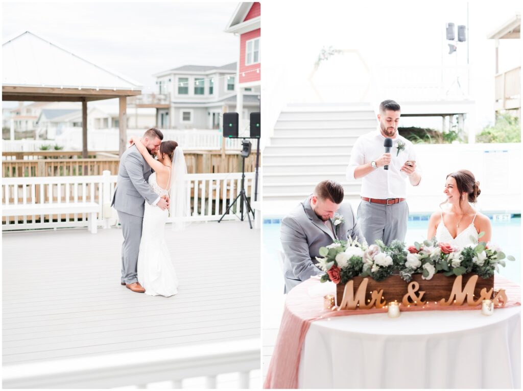 First Dance on wedding day overlooking the oceans of the carolinas