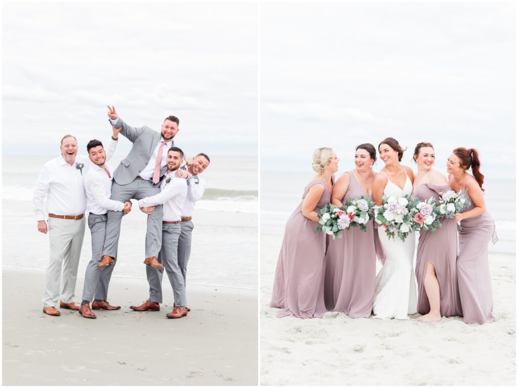 Bridal party in ocean isle for destination wedding North Carolina 