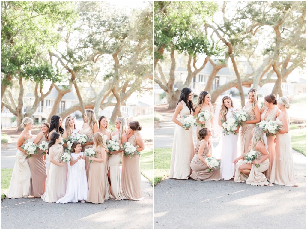 Big Bridal Party Photos at Dunes Golf and Beach Club - Myrtle Beach, SC - Champaign colors 