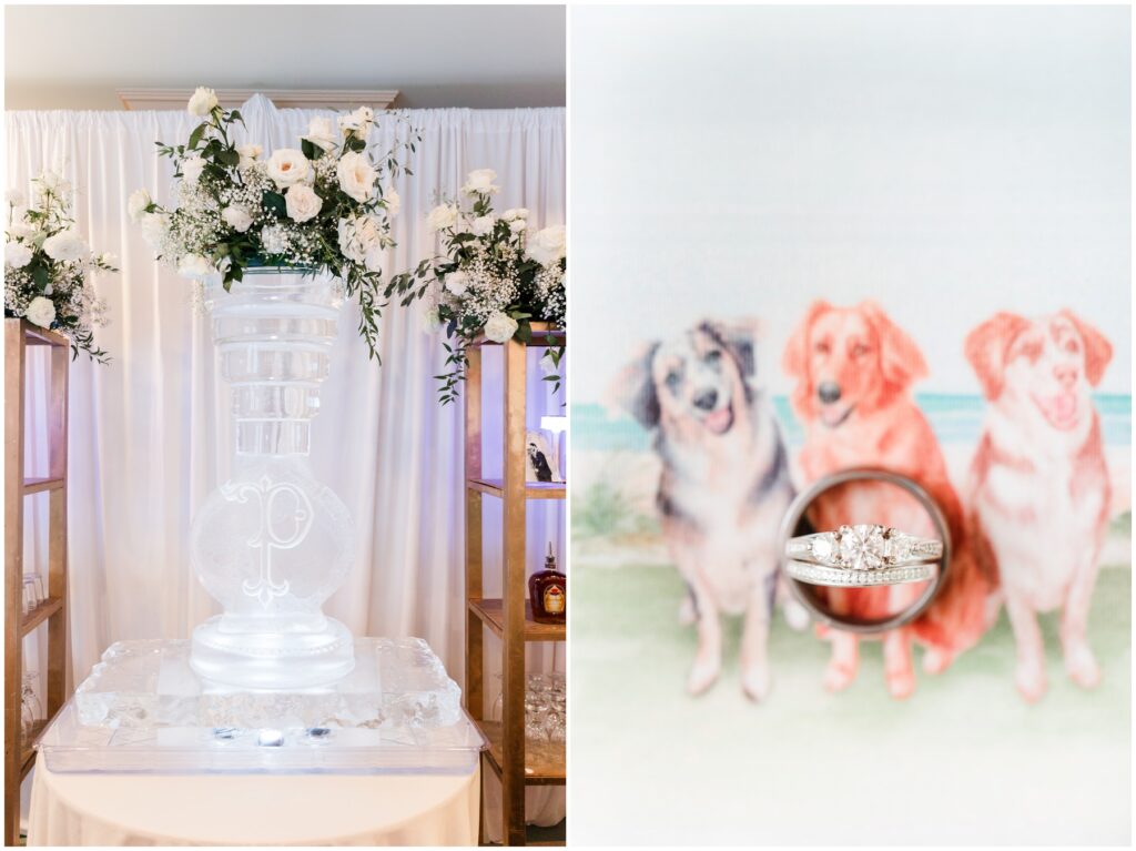 Stunning Wedding Bar with Ice Sculpture - Dog Koozies 