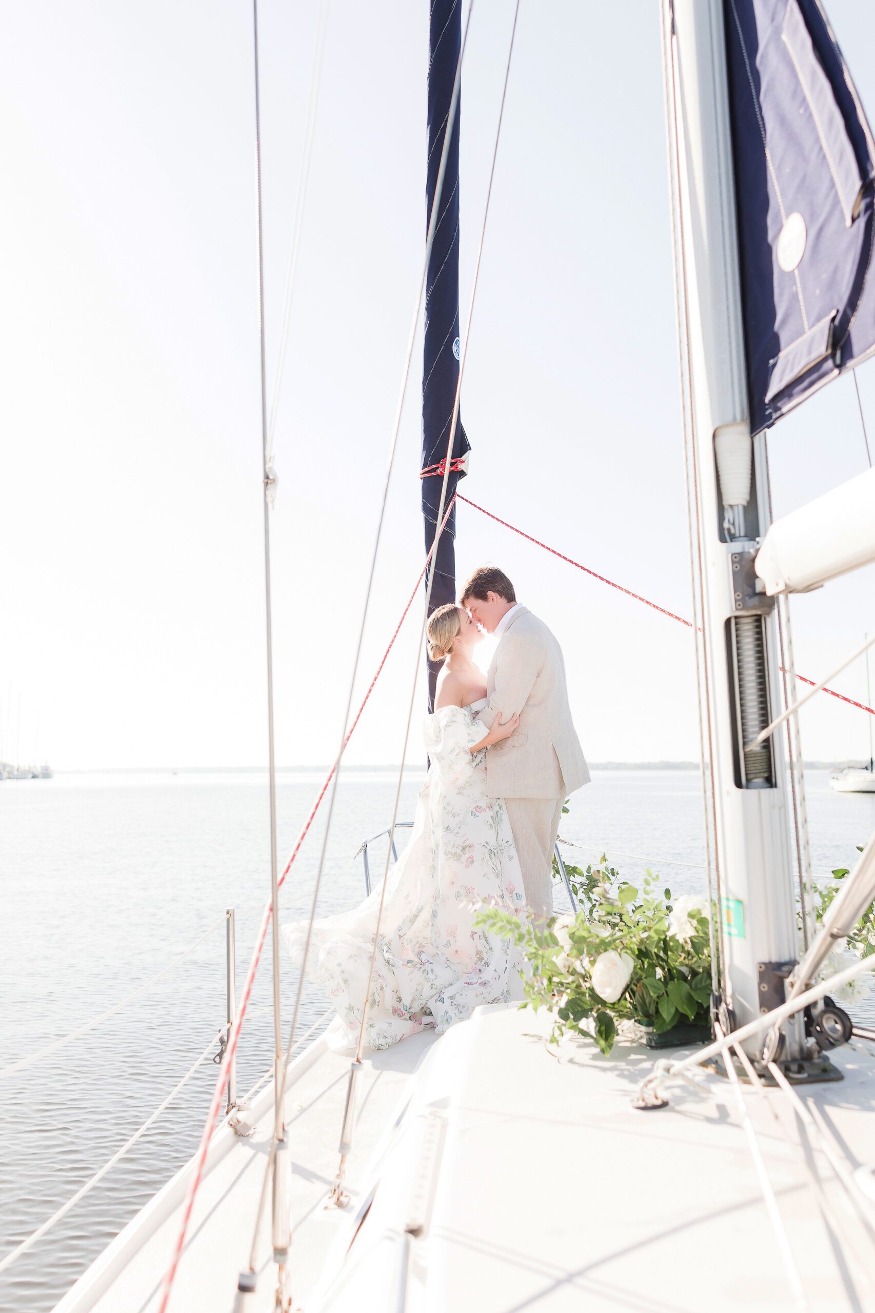 Wedding Photos on a Sailboat in Charleston, SC