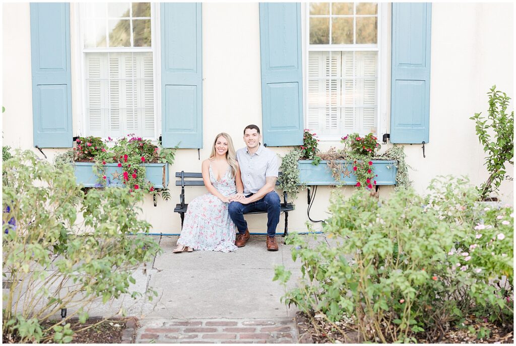 engagement session with pastel homes 