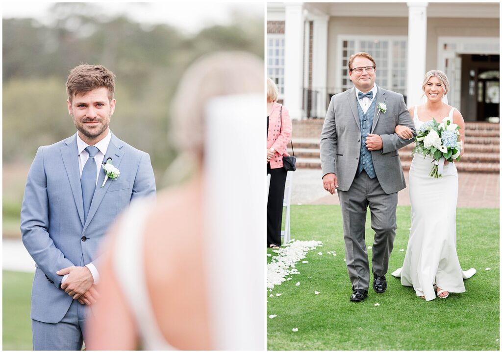 Groom crying as bride walks up ceremony