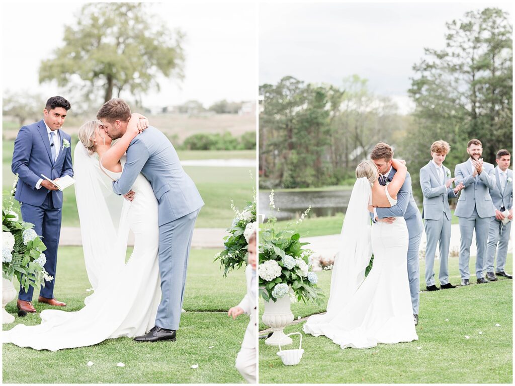 First Kiss on Wedding Day at Pawleys Plantation Golf & Country Club Wedding