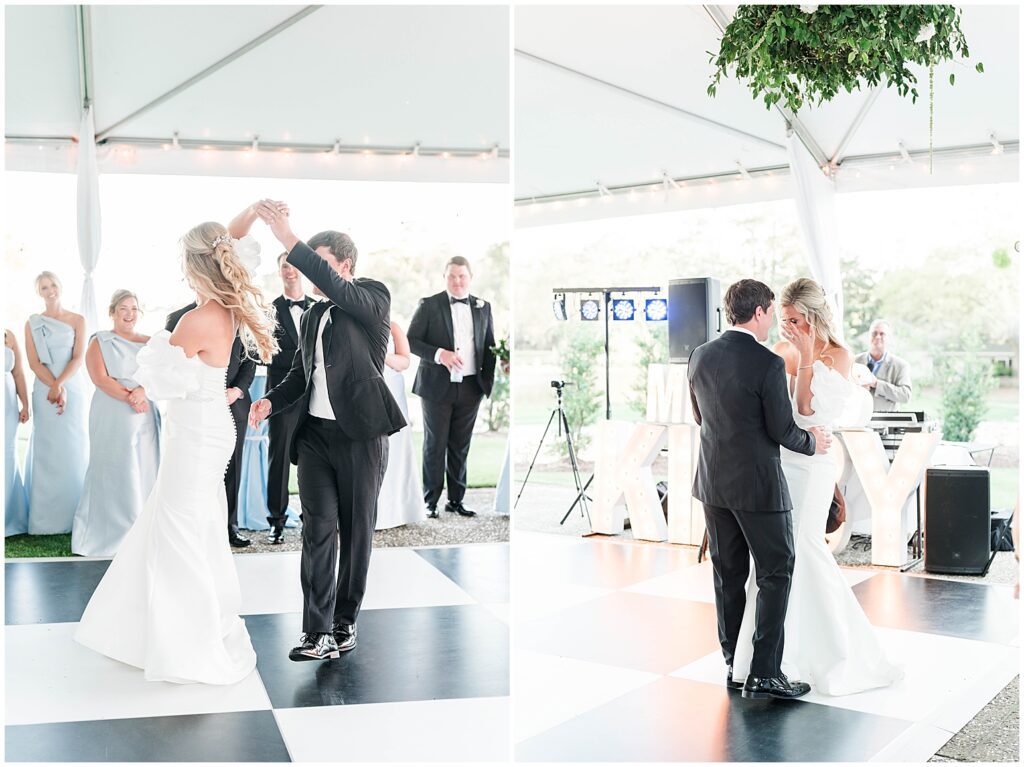 first dance under tent in Pawleys plantation