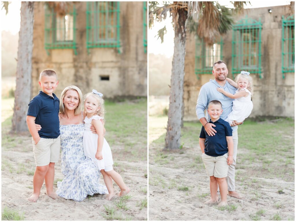 Sunset family beach photoshoot at Huntington State Park, Pawleys Island SC.