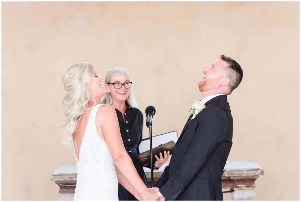 Ceremony with bride and groom for Summer Wedding at 21 Main Events