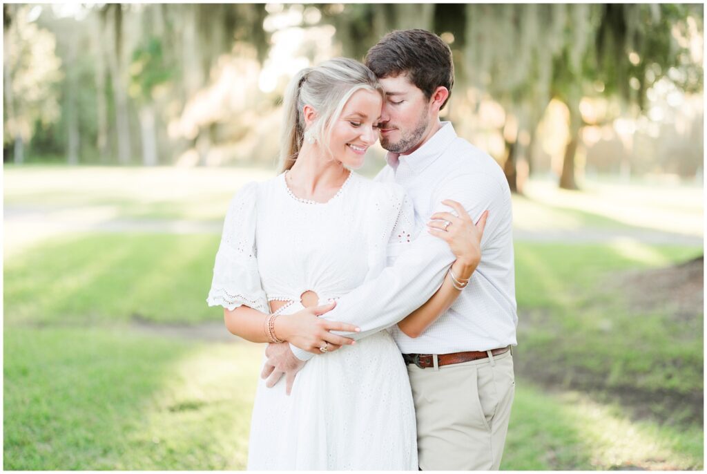 golden light engagement sessions in Georgetown, South Carolina