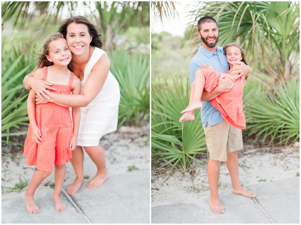 mom and dad posing with kids for north myrtle beach photoshoot