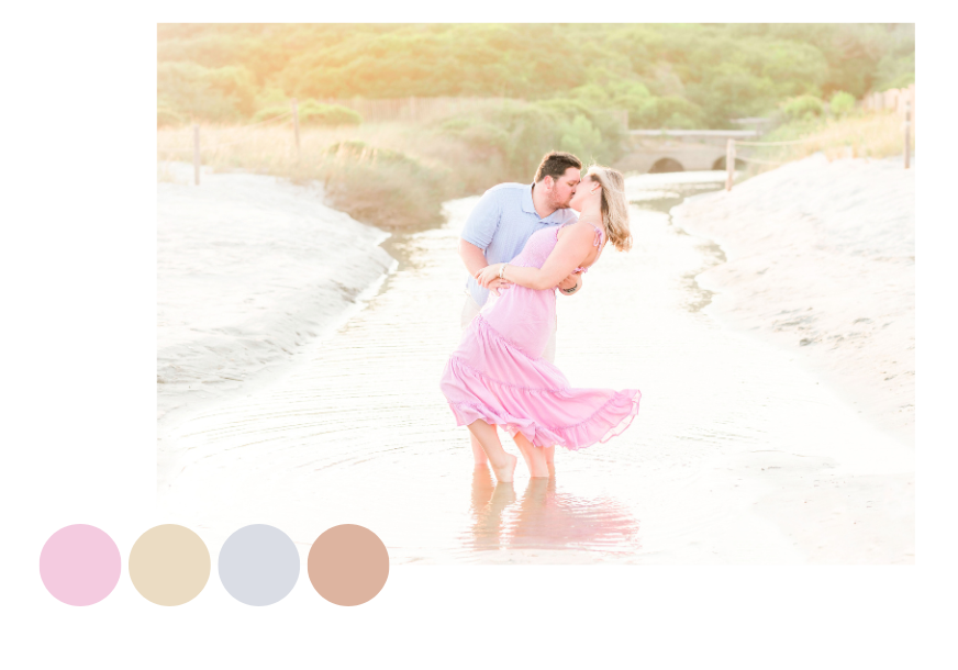 Pinks and pastels for your engagement photos on the beach