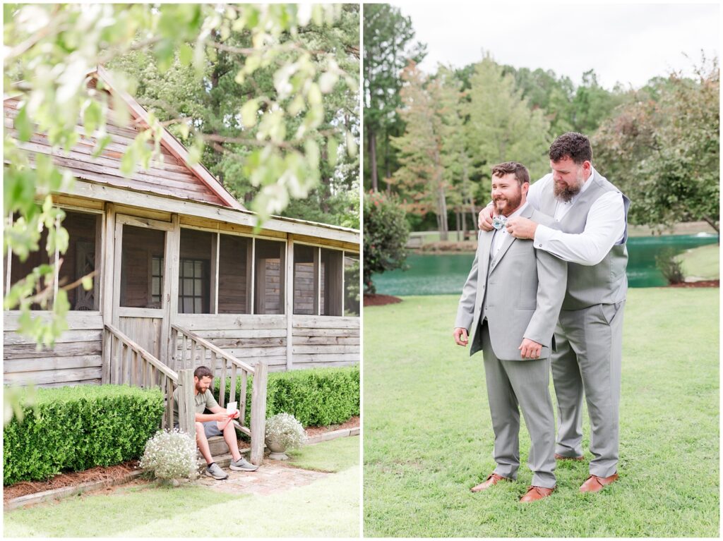 step dad and son on wedding day